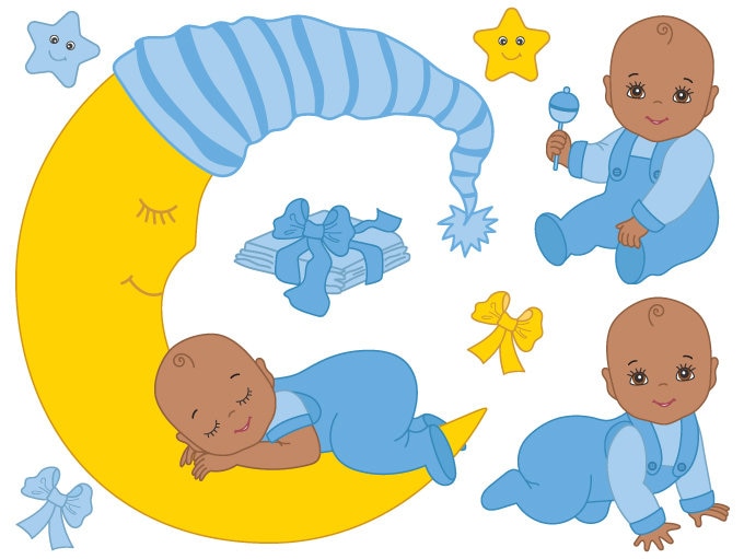 Download African American Baby Boy Clipart Digital Vector Baby Boy