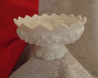 Fenton Milk Glass Hobnail Centerpiece Bowl for Candles and Flowers Multifunction Round Bowl