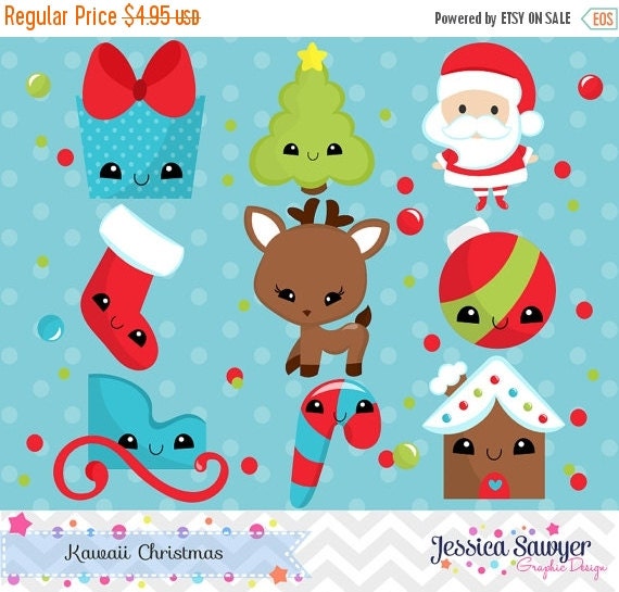 80% OFF INSTANT DOWNLOAD kawaii christmas by JessicaSawyerDesign