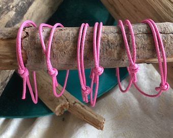 6 Pink String Adjustable Bracelet Friendship Party Favors Goodie Bag Stuffer Fund Raiser Sisterhood Reminders! 6 Count