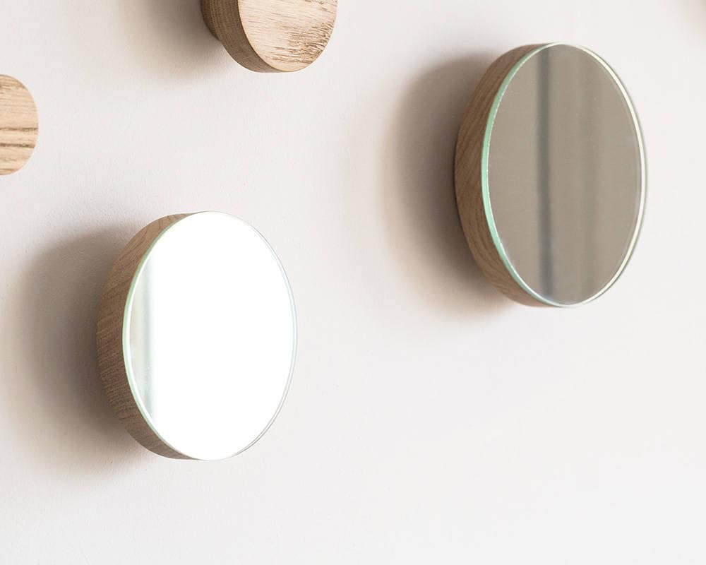 Mirror hook wall mirror round mirror wood wall hook