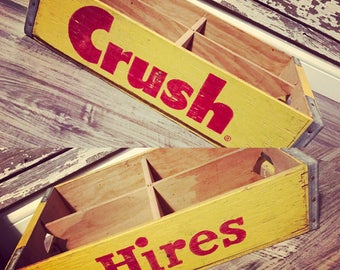 Rare Vintage 1977 Crush & Hires Wood Soda Crate from Buffalo Ny