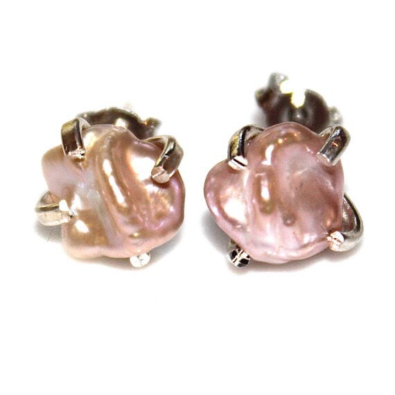 Keshi Pearl Earring Blush Earring Natural Pearl Stud Keshi