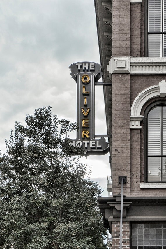 Historic Knoxville Oliver Hotel Sign Selective Color Landmark