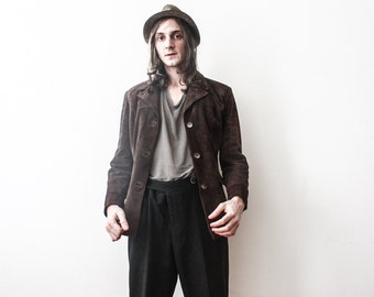Vintage Suede Jacket 1970s Brown Aged Blazer Aged Leather Outerwear