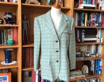 Vintage Ralph Lauren Equestrian Jacket, Ralph Lauren Ladies Wool Jacket, Plaid Wool Blazer, Mint Condition