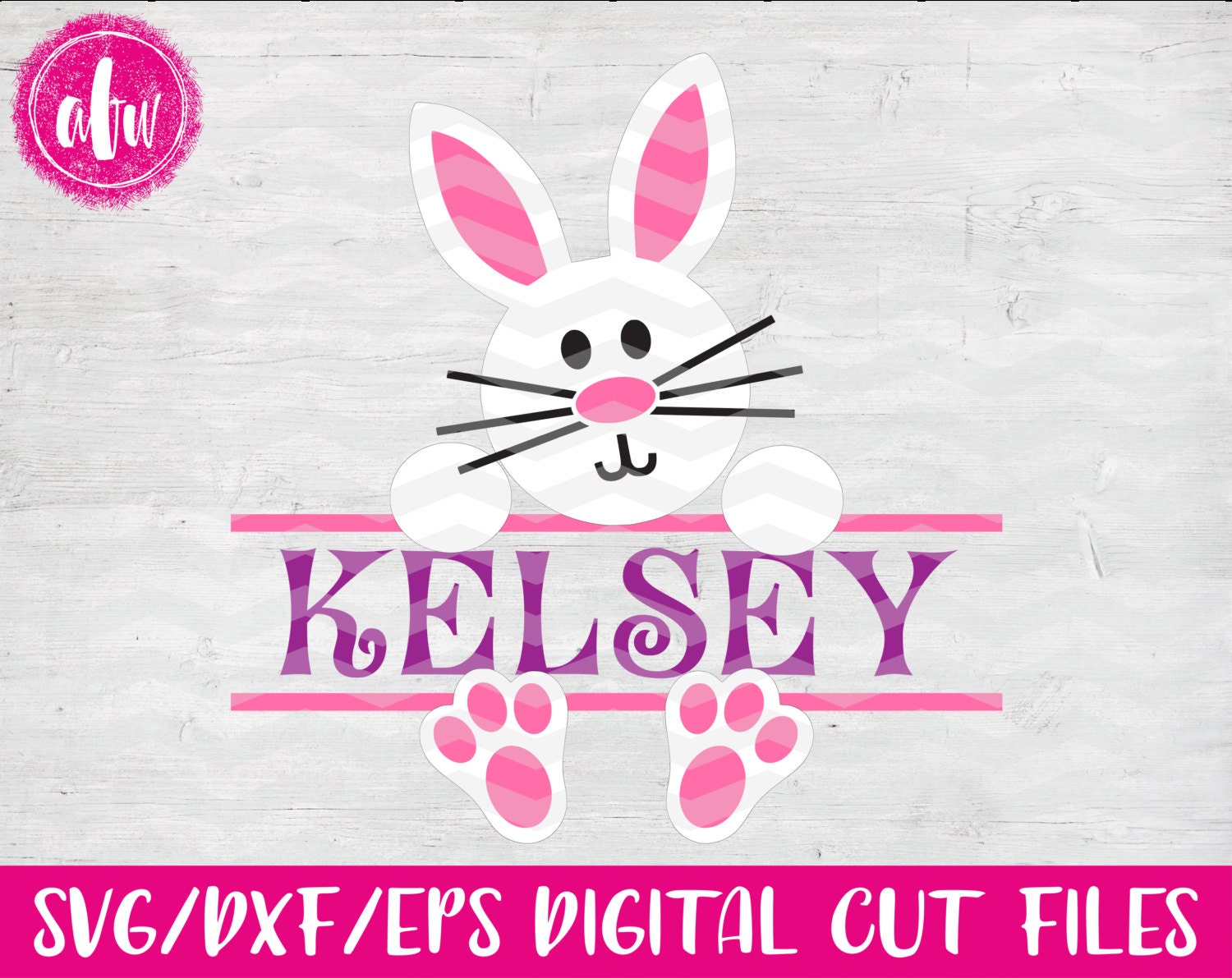 Download Split Easter Bunny SVG DXF EPS Cut File Spring Monogram