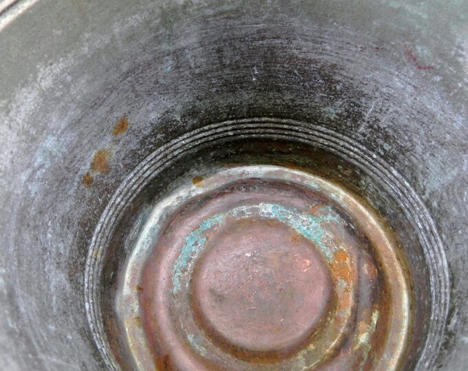 Antique French Silver Plated Copper Champagne Henri Lefévre Verzenay Ice Bucket / Cooler with 2 Grape Vine Handles, Shabby, Chic, Chateau