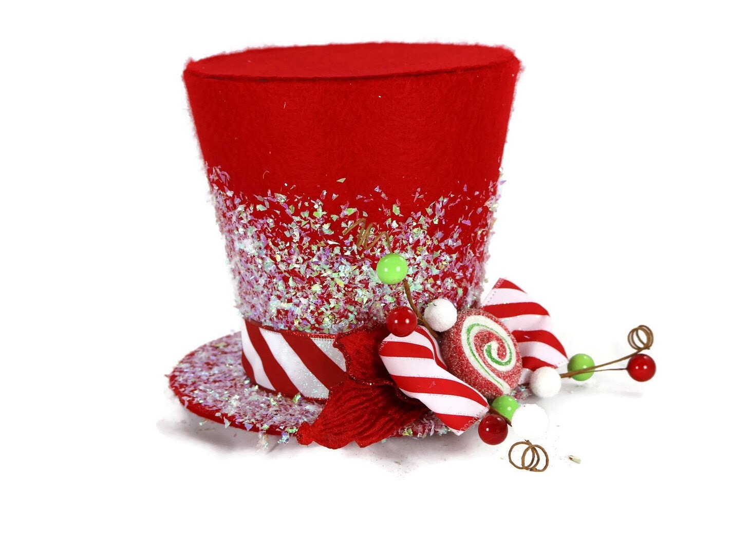 Tree Topper Candy Cane Christmas tree topper. Holiday Hat