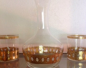 Culver 22kt Decanter & Lowball Glasses - Set of 5