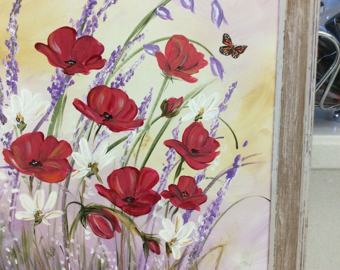 Wildflowers - 11 X 14 framed Acrylic Painting