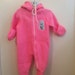 VTG Obion Pink Sleeper Winter Snow Suit Sz 0-9M Teddy Bear