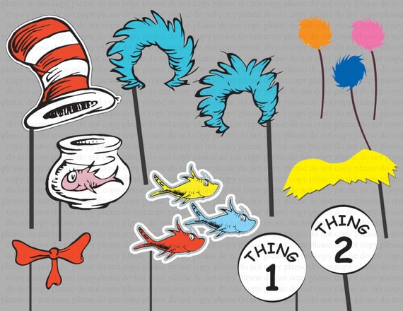 INSTANT DL Dr seuss Photo Booth Props Set Printable Birthday