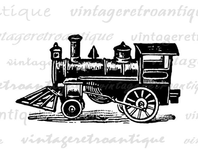 Antique Locomotive Printable Train Graphic Download Antique Illustration Train Digital Image Vintage Clip Art Jpg Png Eps HQ 300dpi No.1325