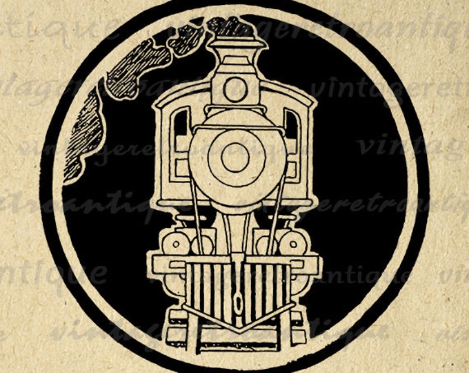 Steam Engine Locomotive Train Graphic Printable Train Download Illustration Image Digital Artwork Vintage Clip Art Jpg Png HQ 300dpi No.3401