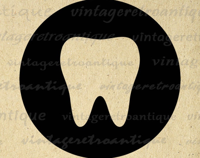 Printable Tooth Digital Image Tooth Icon Graphic Dentist Toothcare Dental Download Antique Clip Art Jpg Png Eps HQ 300dpi No.4380