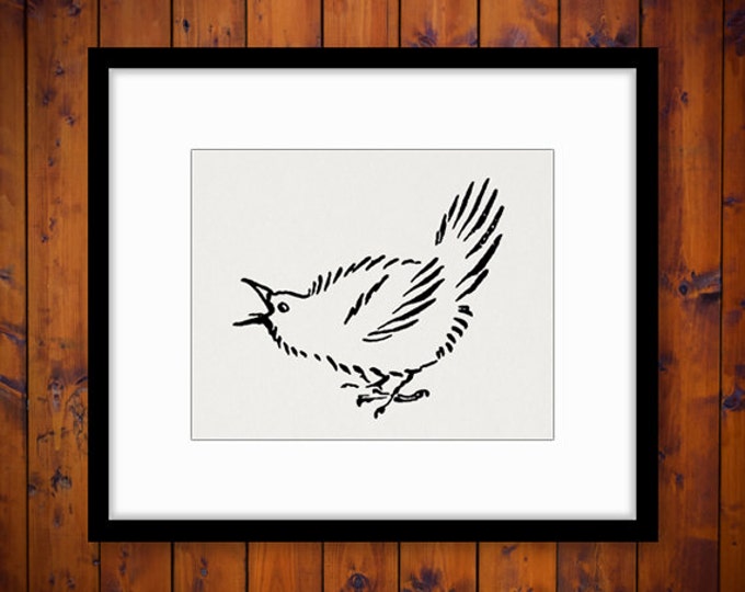 Digital Printable Little Bird Cute Image Graphic Download Antique Clip Art Jpg Png Eps HQ 300dpi No.142