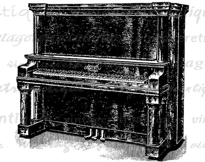 Printable Piano Image Download Antique Illustration Graphic Music Digital Vintage Clip Art Jpg Png Eps HQ 300dpi No.1117