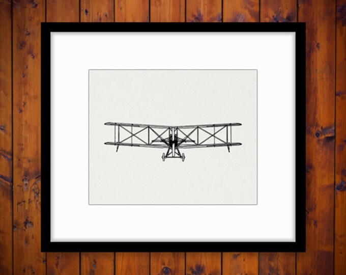 Vintage Biplane Digital Image Graphic Antique Airplane Download Printable Clip Art Jpg Png Eps HQ 300dpi No.1576