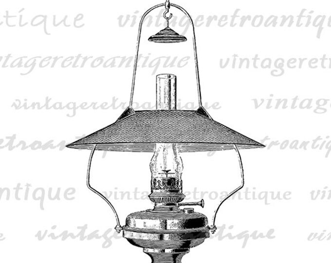 Antique Lamp Image Digital Download Old Fashioned Printable Graphic Vintage Clip Art Jpg Png Eps HQ 300dpi No.1741