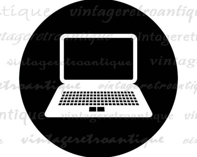 Printable Graphic Laptop Download Laptop Computer Digital Image Illustration Vintage Clip Art for Transfers Printing etc HQ 300dpi No.4522