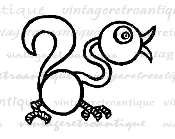 Digital Printable Alice in Wonderland Graphic Dodo Bird Image Download Vintage Clip Art for Transfers Making Prints etc HQ 300dpi No.4715