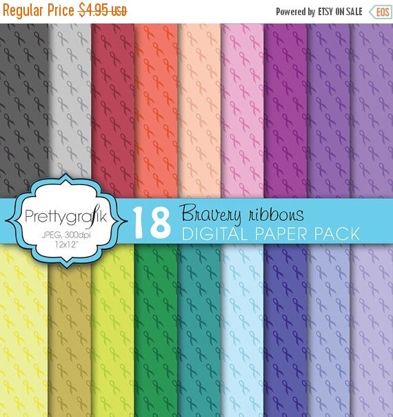 80% OFF SALE cancer ribbon digital paper, commercial use, scrapbook papers, background - PS606 Il_570xn