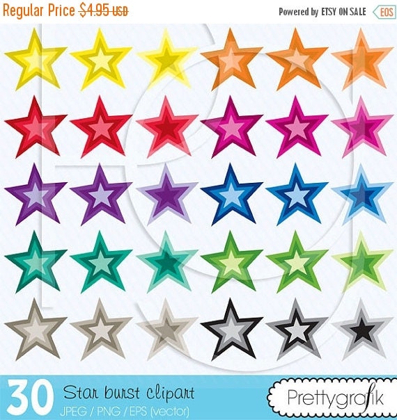 80% OFF SALE 30 star burst clipart commercial use, vector graphics, digital clip art, digital images - CL471 Il_570xn