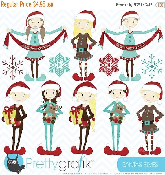 80% OFF SALE christmas elves clipart commercial use, vector graphics, digital clip art, digital images - Cl418 Il_570xn