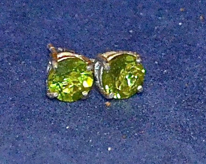 Period Studs. 7mm Round, 2.78ct., Natural, Set in Sterling Silver E1015