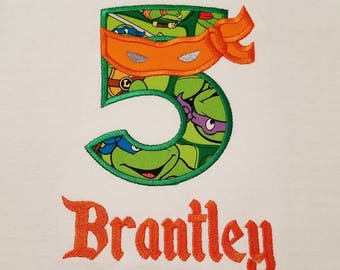 Ninja Turtle Number Birthday Shirt Ninja Turtle Mask Birthday Shirt