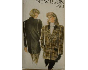 UNCUT New Look #6903 Winter Wool Blazer Sports Coat Jacket Sewing Pattern 6 Sizes Bust 31.5" 32.5" 34" 36" 38" 40" UK 8 10 12 14 16 18