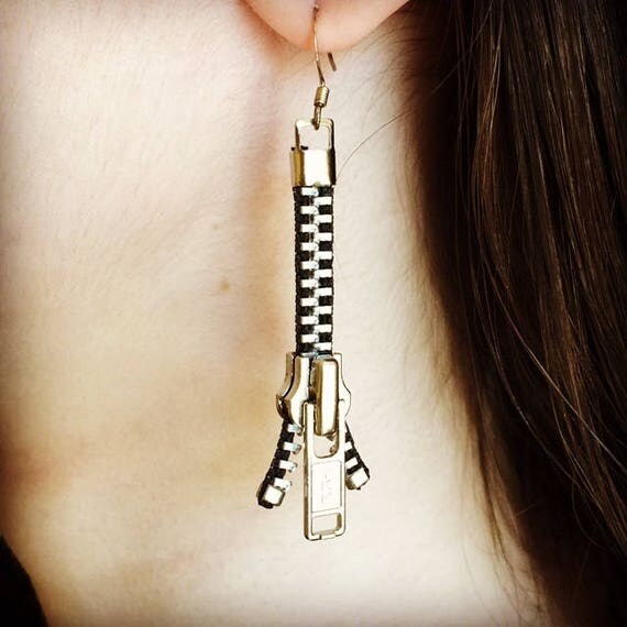 Items similar to Zipping Zipper Earrings on Etsy