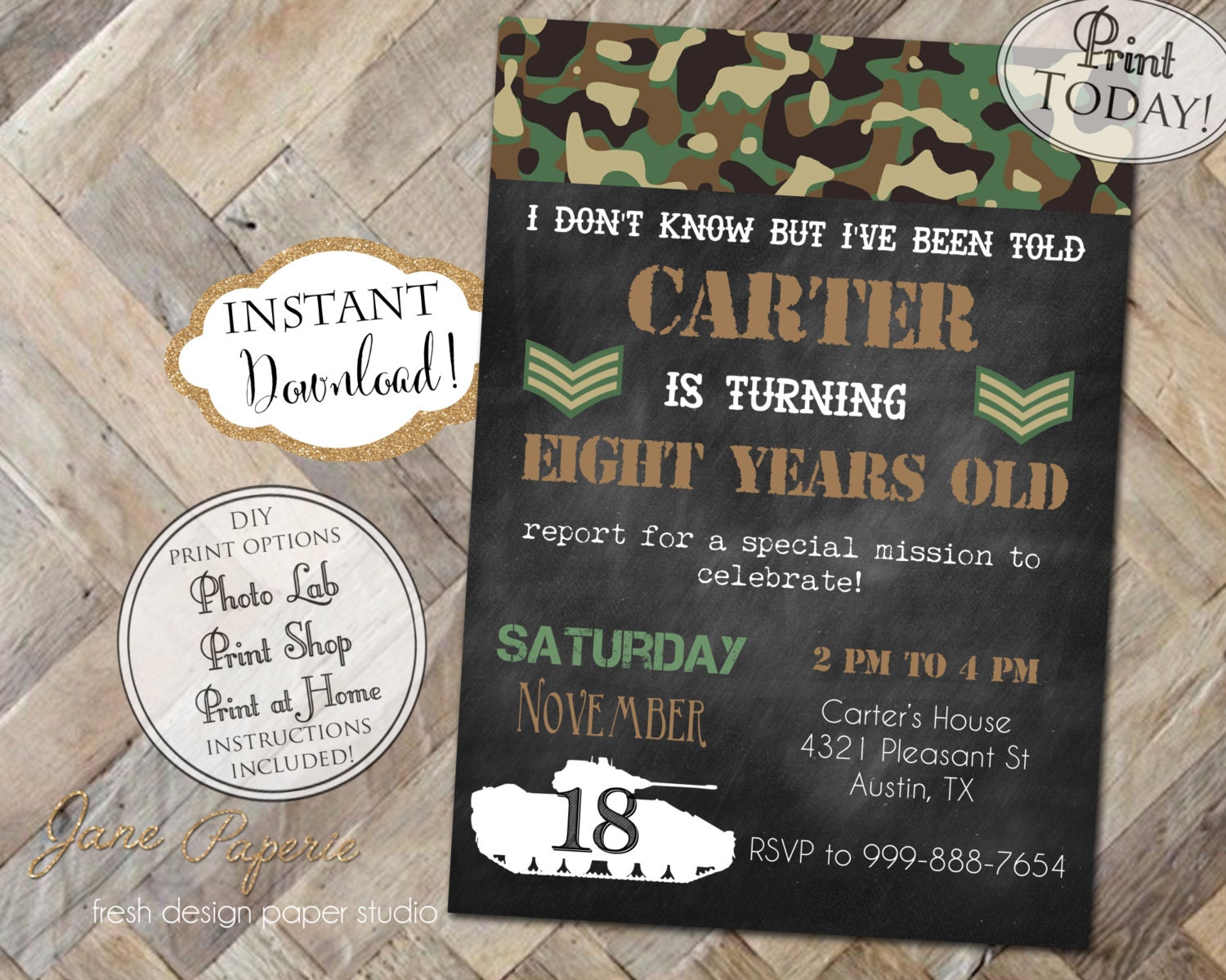Army Birthday Invitations 6