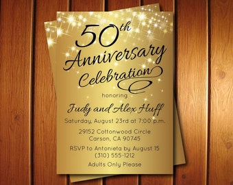 50th Anniversary Invitation - Golden Invite