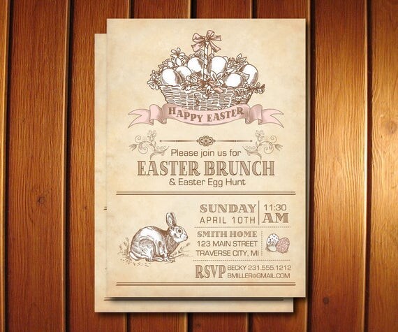 Vintage Easter Invitation - Printable Easter Brunch Invitation Il_570xn
