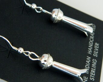 Native American Navajo Sterling Silver Handmade Squash Blossom Earrings