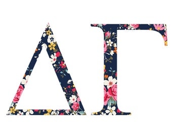 Delta Gamma Standard Greek Font Floral Print Letter Sticker Outside Car/Computer dg