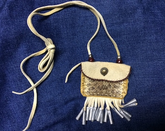 Rattlesnake Skin & Elk Leather Medicine Bag