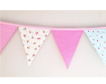 Shabby chic fabric bunting flags