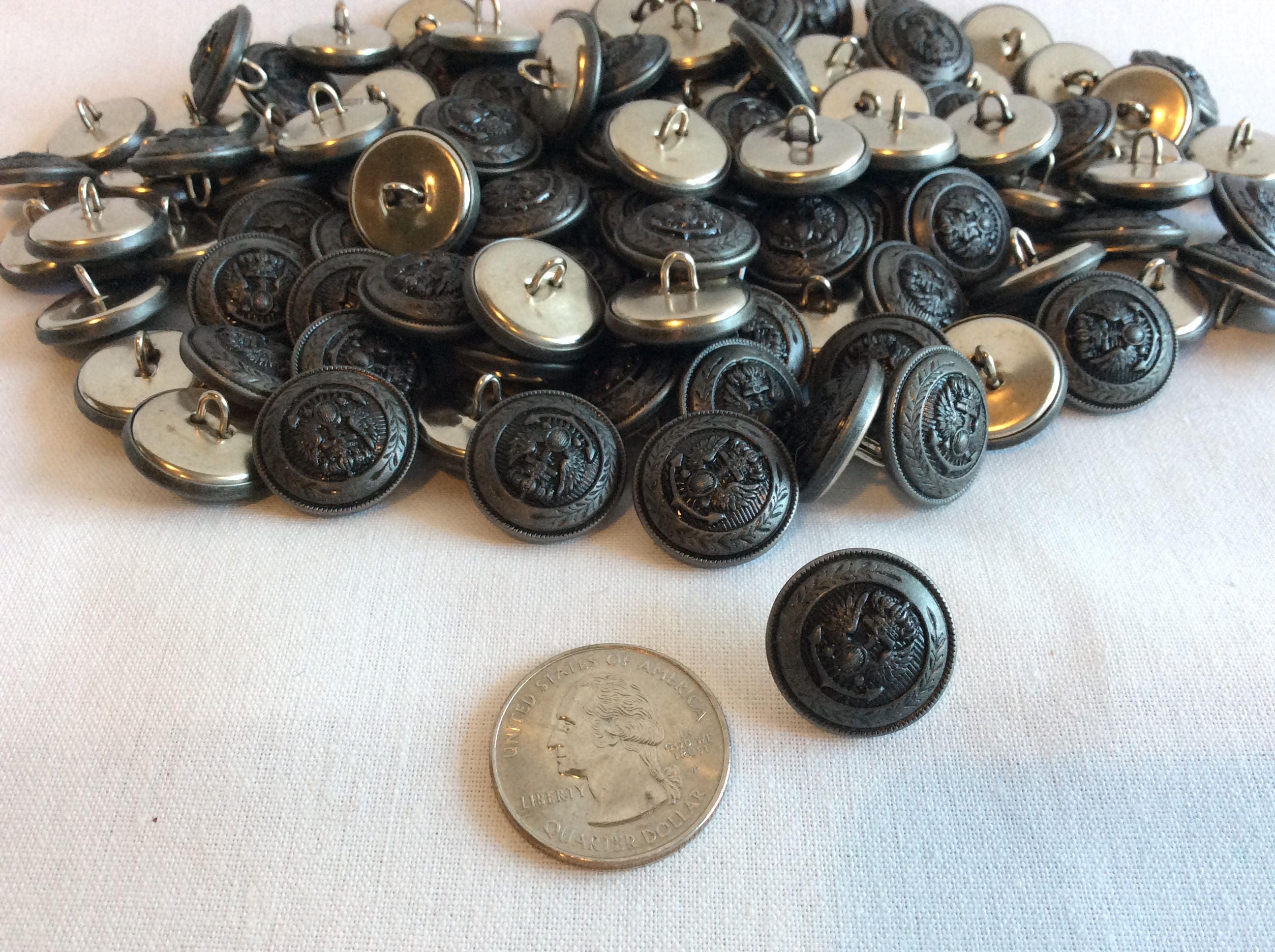 Vintage Steampunk metal buttons with Anchor Navy pattern for sewing ...