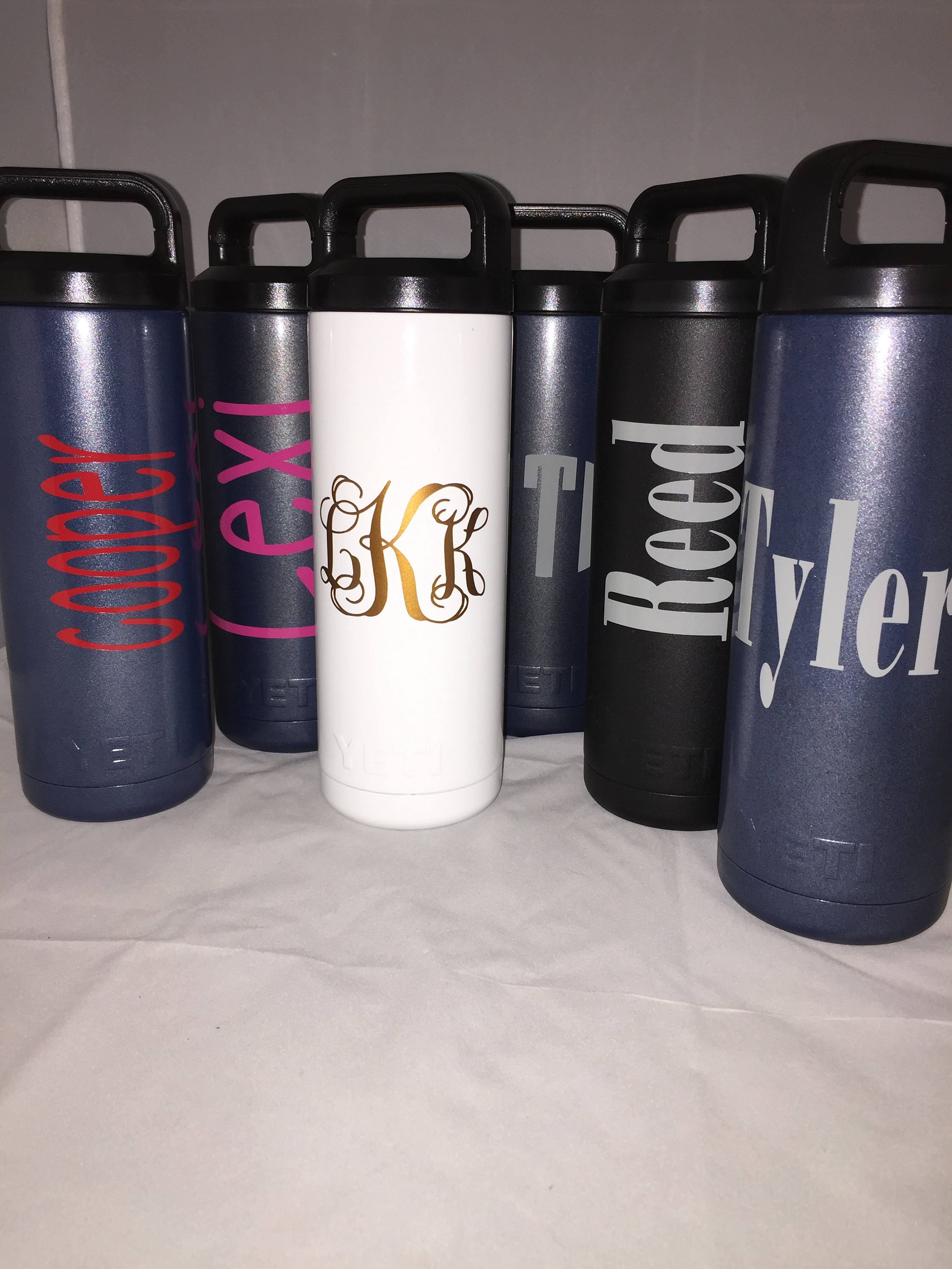 New YETI 18 oz Water Bottle powder coated custom monogram