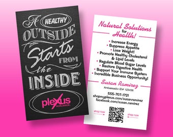 PRINTED Plexus Business Cards - QR Code - Chalkboard Style - Rich Matte Finish - Front & Back - 16pt.