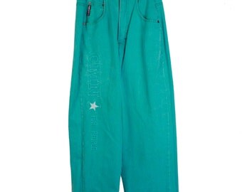 Vintage 80s 90s Green Aqua Denim 'Camion' High Waisted Jeans, 90s clothing, 80s clothing, unisex, 90s fashion, 90s denim, 90s jeans