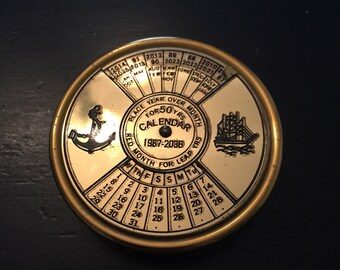 Vintage Perpetual Calendar - 1987-2086 - Navy Calendar - Anchor Decor