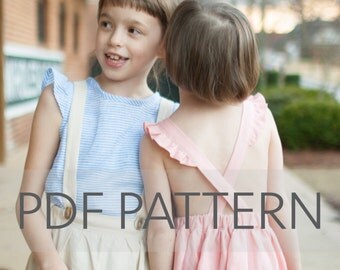 Macy Pinafore PDF, suspender skirt pdf, pinafore pattern, toddler pinafore, sewing patterns, tween skirt pdf,pinny pattern,kids pinafore pdf