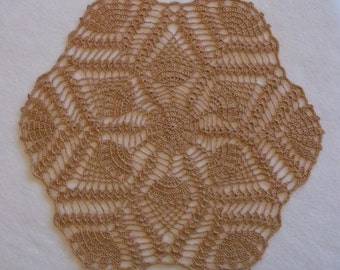 Crochet Doily in Copper Brown, Hexagon Doily, Round Doily, Doily, Brown Doily, Copper Doily, Pineapple Doily