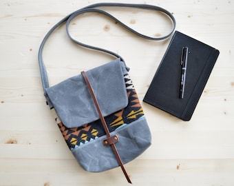 Waxed Canvas and Pendleton® Wool Fabric Purse / Waxed Canvas Bag