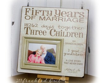 50 Years of Marriage, 50th Anniversary Gift, Golden Anniversary, Fifty Years of Marriage Picture Frame, Grandparent Gift 16 X 16