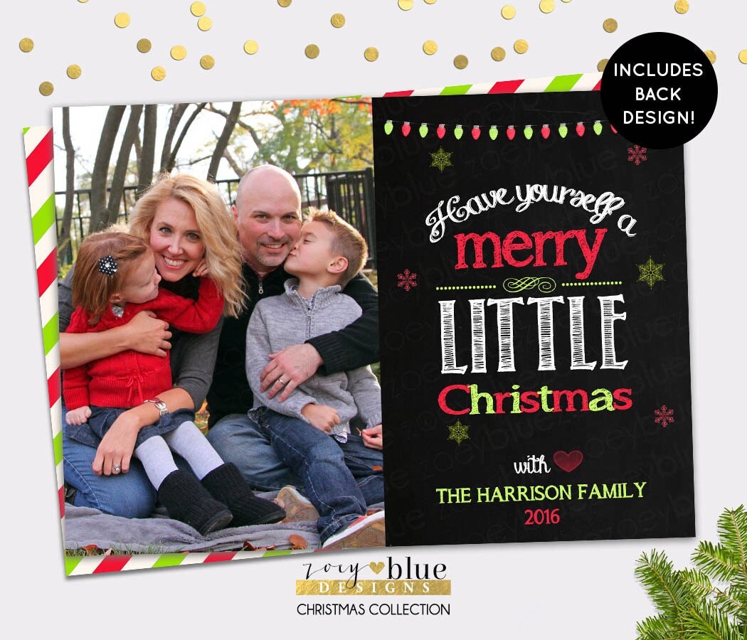 Chalkboard Christmas Photo Card Family Holiday Card Merry